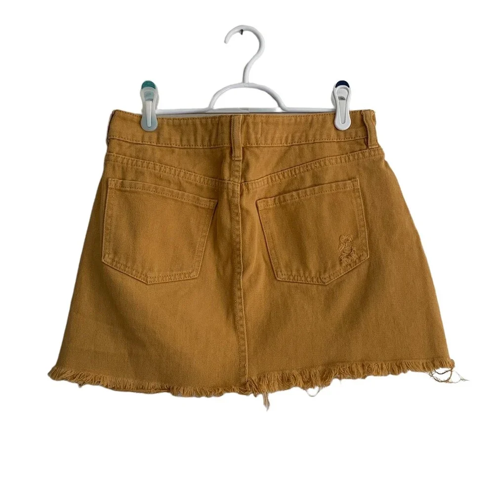 PacSun Distressed Jean Skirt Mustard Yellow Size 26